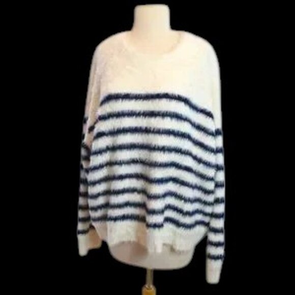NWT La Ligne x Target Striped Long Hair Sweater Blue White - Picture 2 of 6